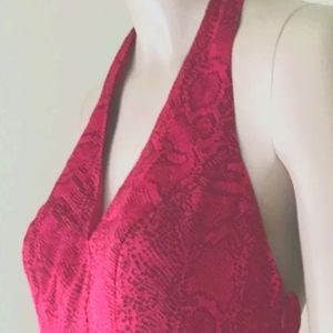 GUESS Snake Print Crossover Peplum Halter Top Size